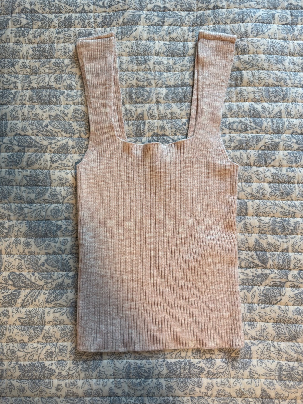 Abercrombie & Fitch Ribbed Square-Neck Tank in Light Blush